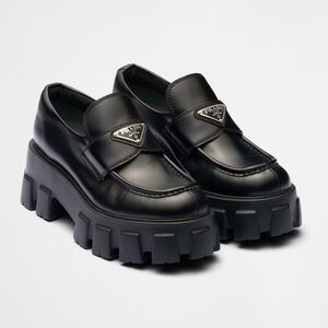 PRADA - BLACK MONOLITH LOAFERS